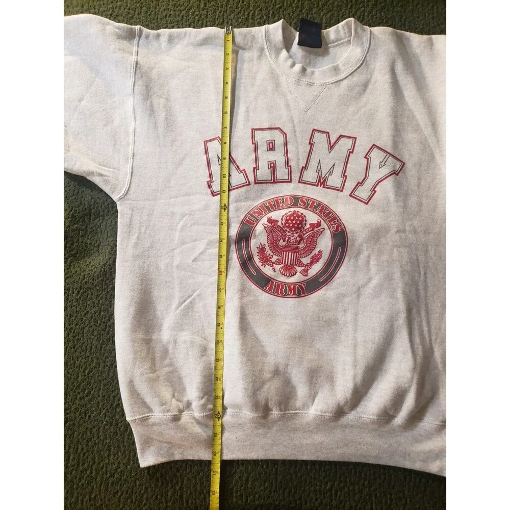 Vintage US Army Fleece Crewneck Pullover Sweater Mens LARGE Made in USA 80s 90s